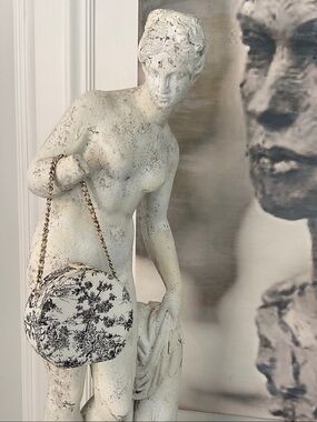 Janie and Jack Black & White Toile Round Mini Bag with Chain Strap